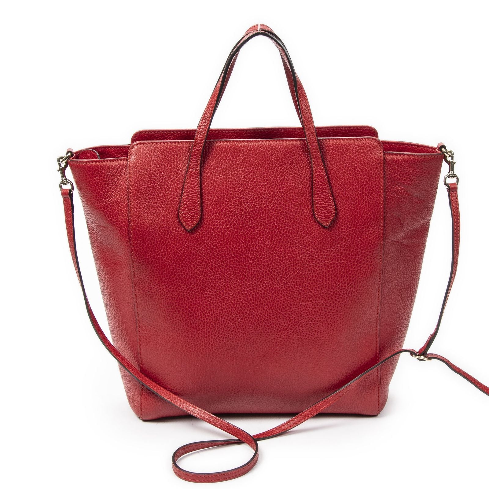 Gucci Swing Top Handle Red Gray Calfskin Leather — view 5