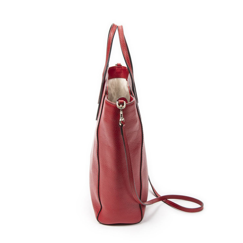 Gucci Swing Top Handle Red Gray Calfskin Leather — view 3