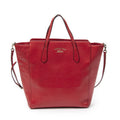 Gucci Swing Top Handle Red Gray Calfskin Leather