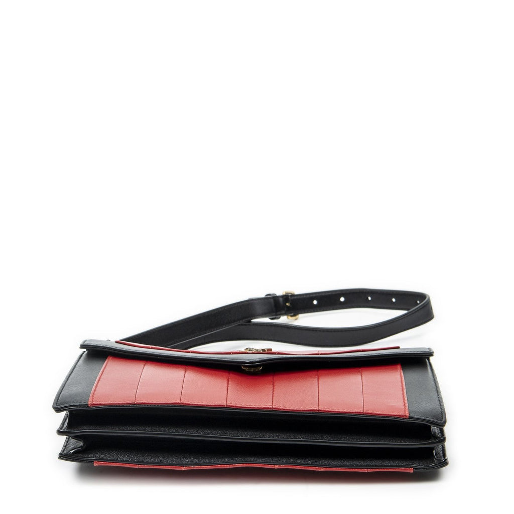 Saint Laurent Gaby Envelope Satchel Red Black Calfskin Leather — view 6
