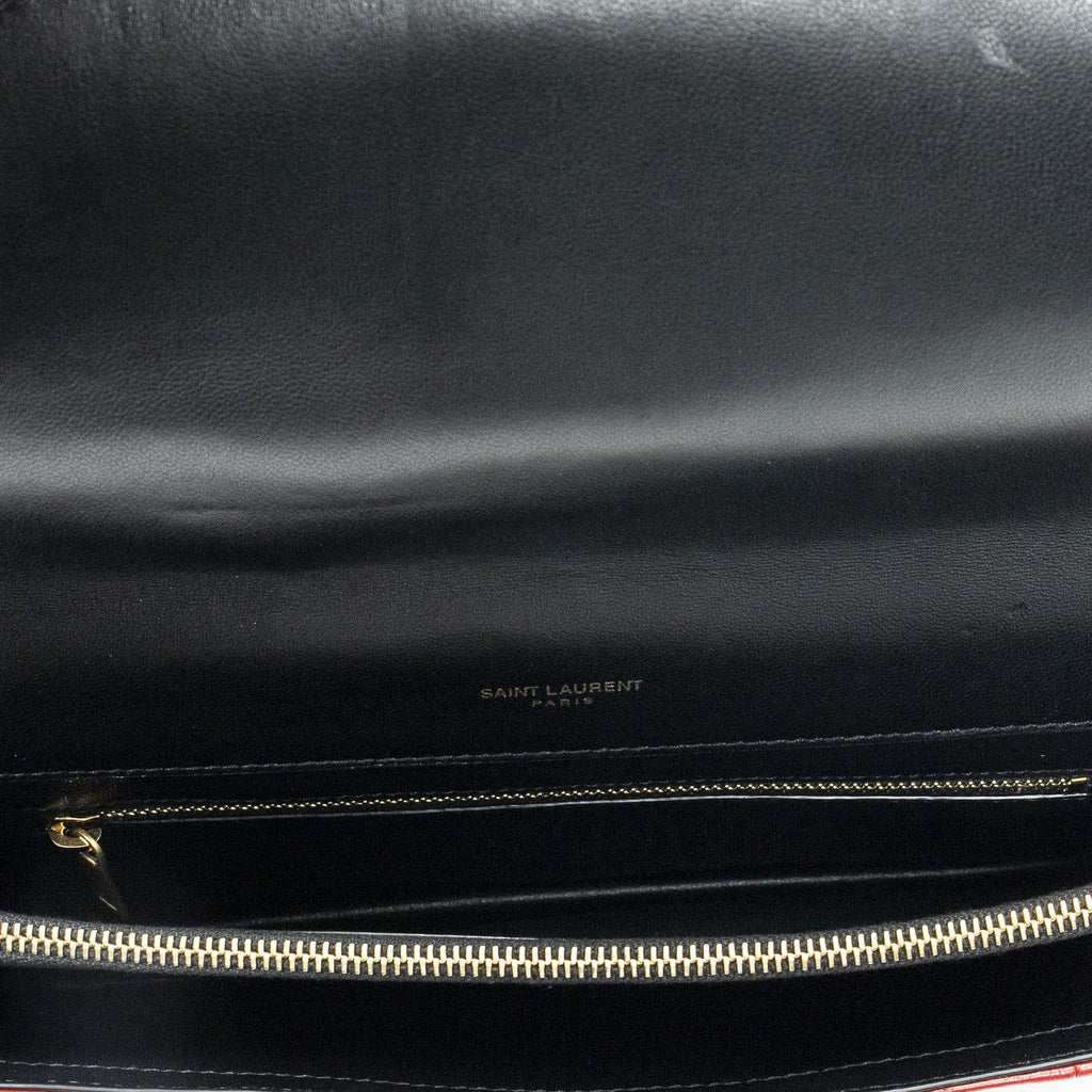Saint Laurent Gaby Envelope Satchel Red Black Calfskin Leather — view 9