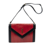 Saint Laurent Gaby Envelope Satchel Red Black Calfskin Leather
