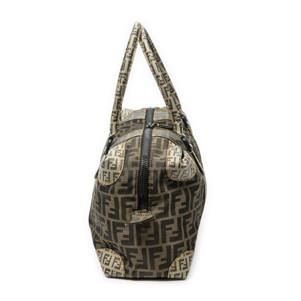 Fendi Double Zip Bowla Bag Brown Black Zucca Canvas — view 4