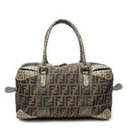 Fendi Double Zip Bowla Bag Brown Black Zucca Canvas — view 5