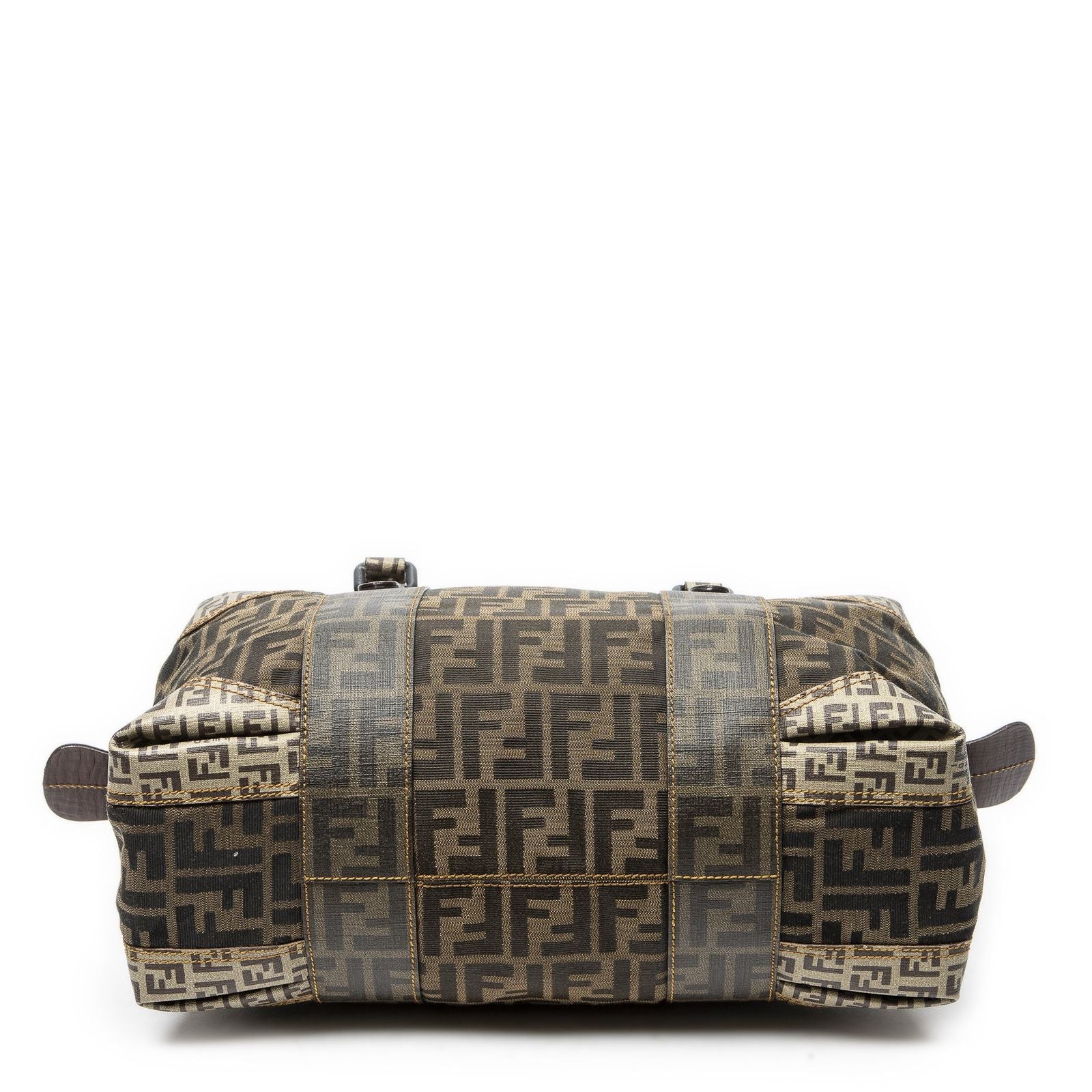 Fendi Double Zip Bowla Bag Brown Black Zucca Canvas — view 6