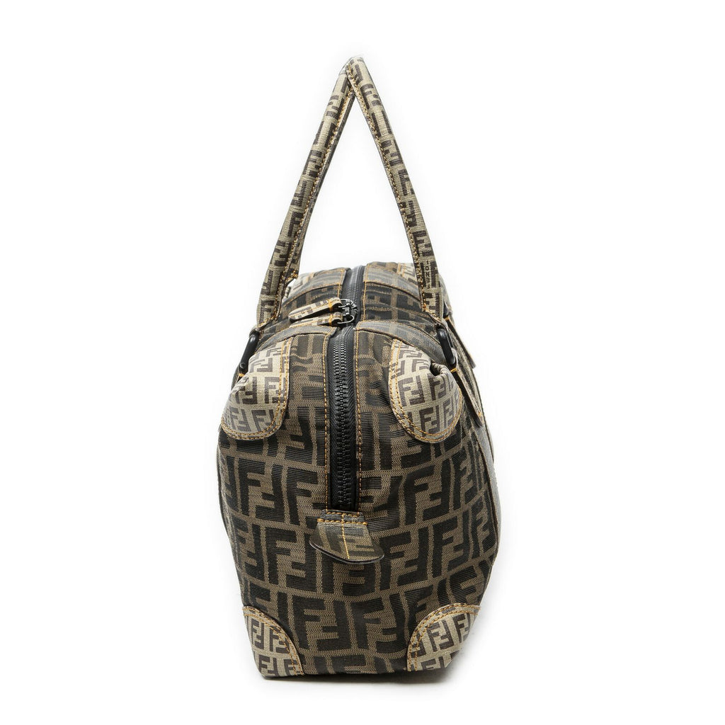 Fendi Double Zip Bowla Bag Brown Black Zucca Canvas — view 3