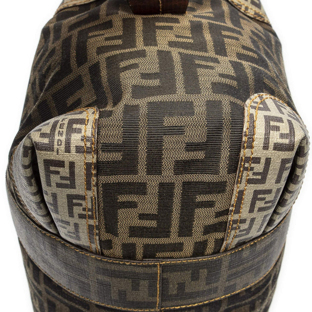 Fendi Double Zip Bowla Bag Brown Black Zucca Canvas — view 8
