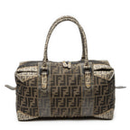 Fendi Double Zip Bowla Bag Brown Black Zucca Canvas