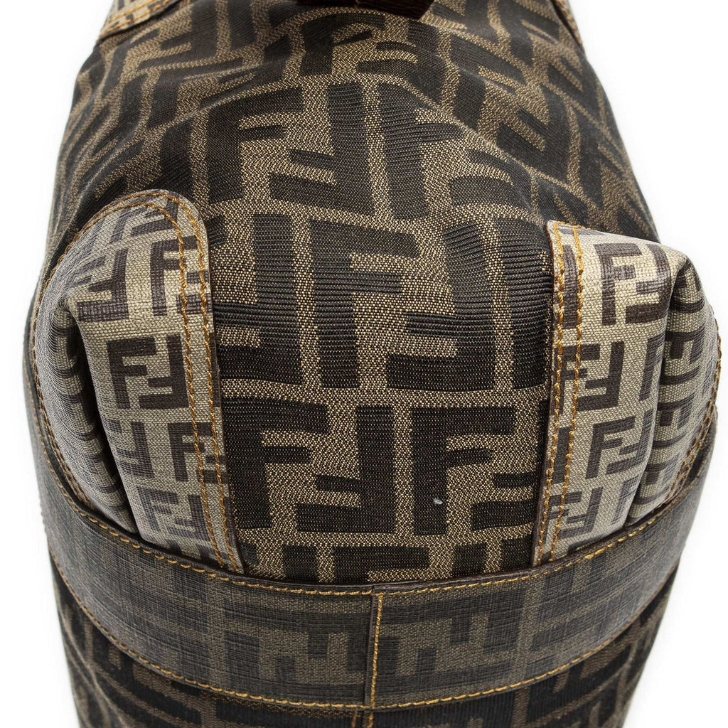 Fendi Double Zip Bowla Bag Brown Black Zucca Canvas — view 7