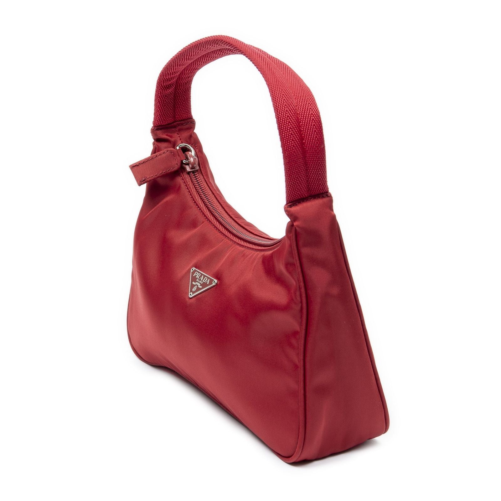 Prada Vintage Mini Zip Hobo Red Nylon Canvas — view 2