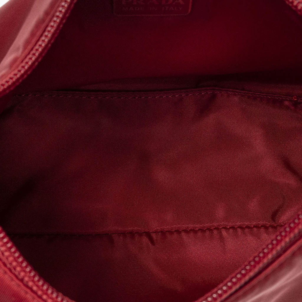 Prada Vintage Mini Zip Hobo Red Nylon Canvas — view 9