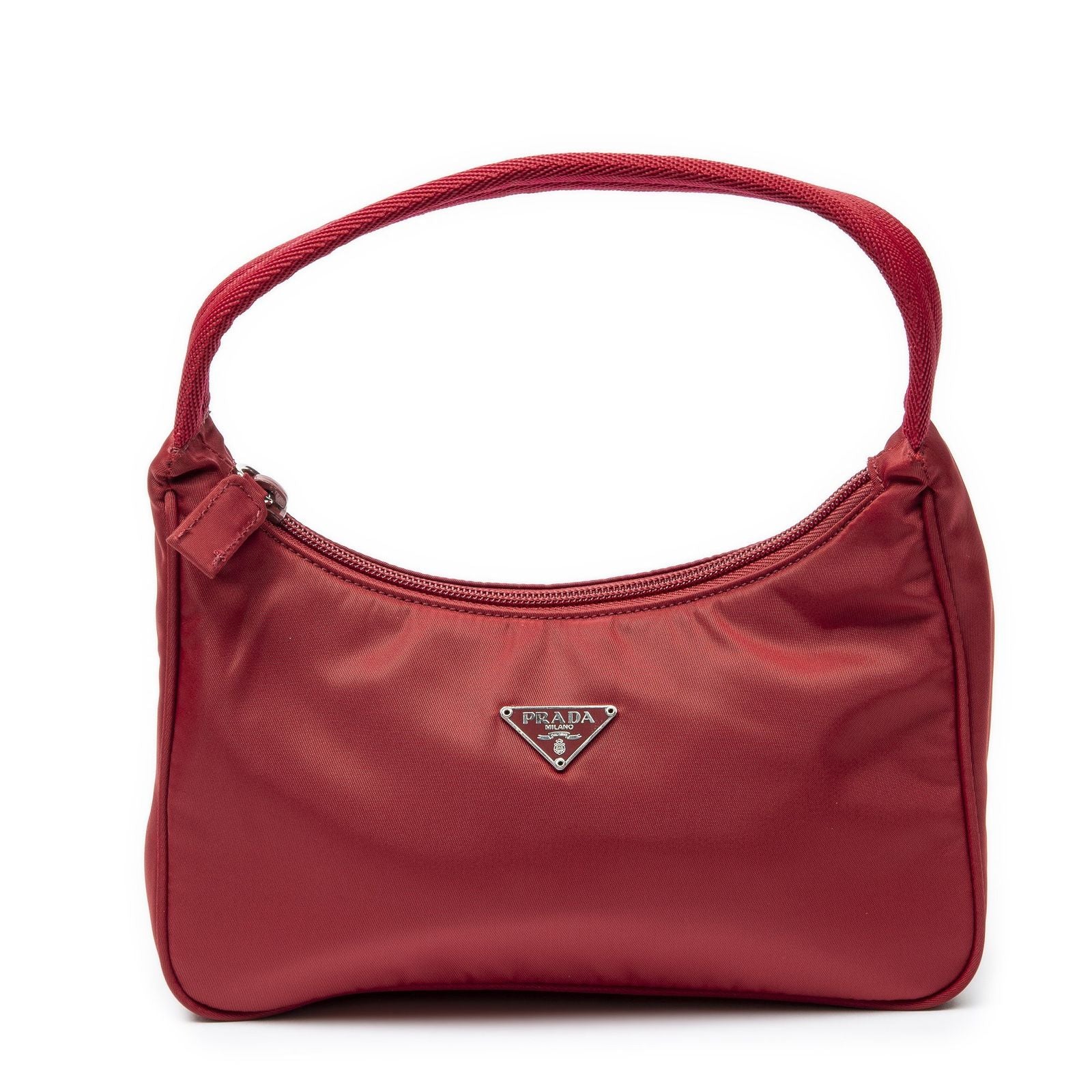 Prada Vintage Mini Zip Hobo Red Nylon Canvas