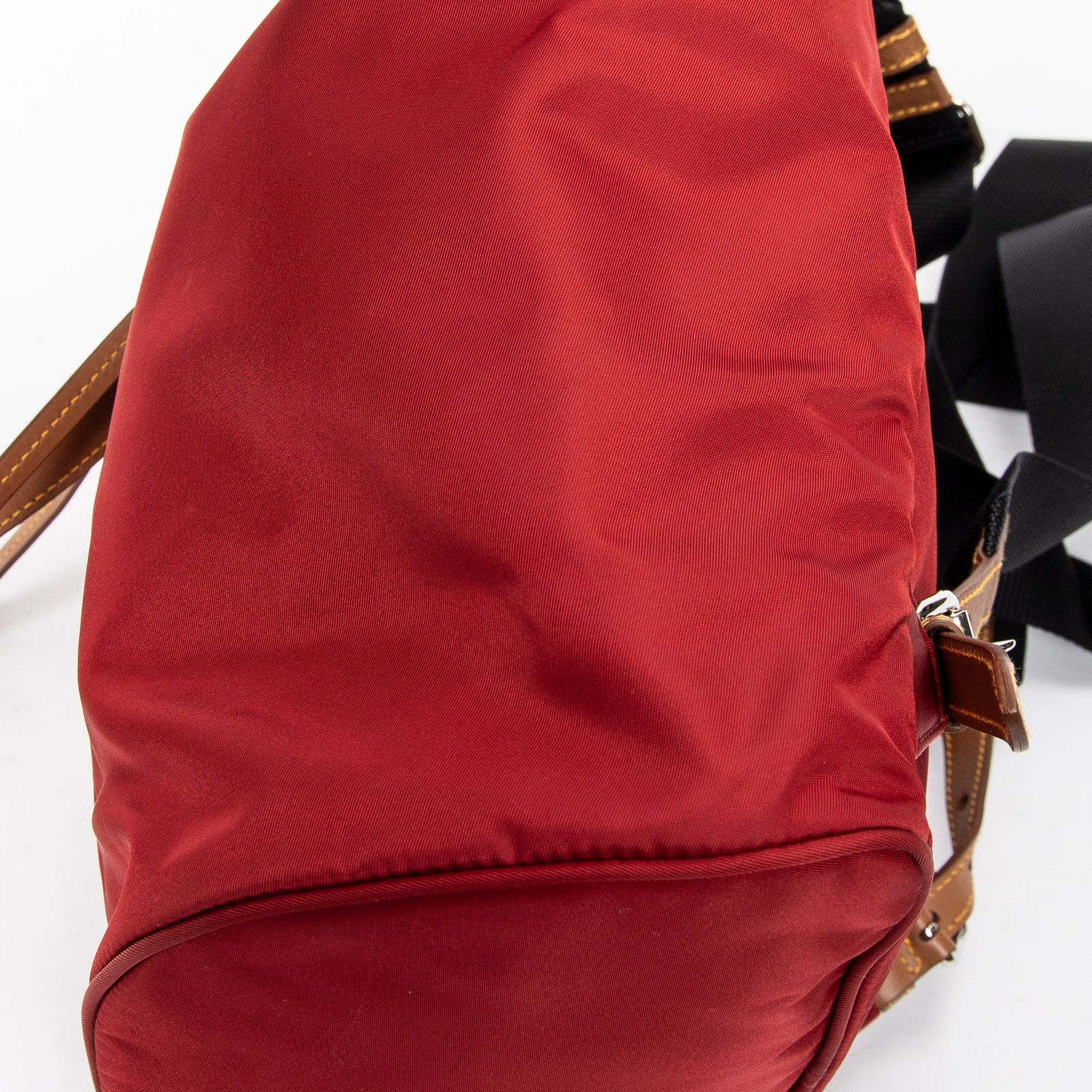 Prada Drawstring Backpack Red Tan Black Nylon Canvas — view 8