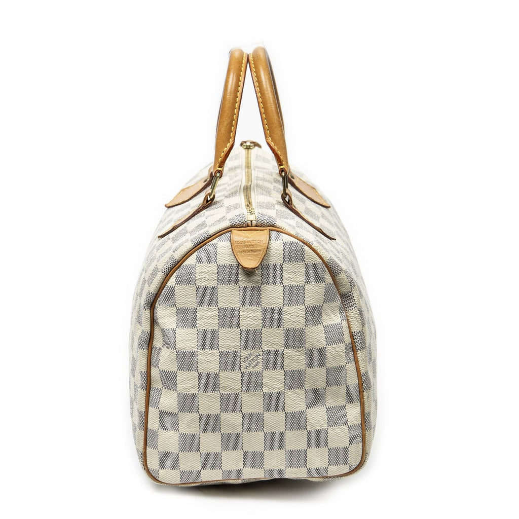 Louis Vuitton Speedy Ivory Damier Azur Handbag — view 4