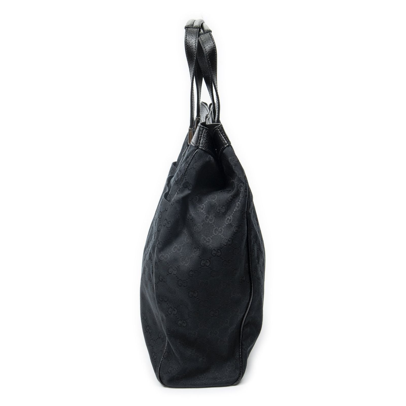 Gucci Pocket Shopping Tote Black GG Canvas — view 3
