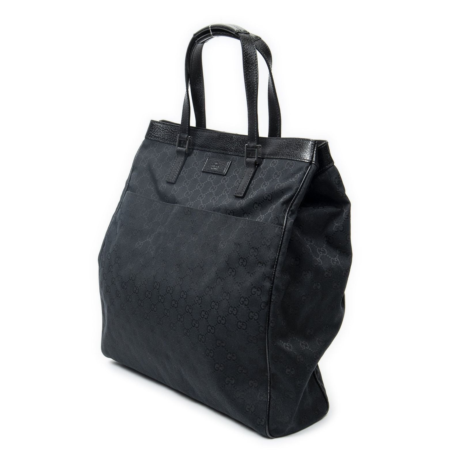 Gucci Pocket Shopping Tote Black GG Canvas — view 2