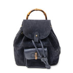 Gucci Mini Bamboo Backpack Navy Suede Leather
