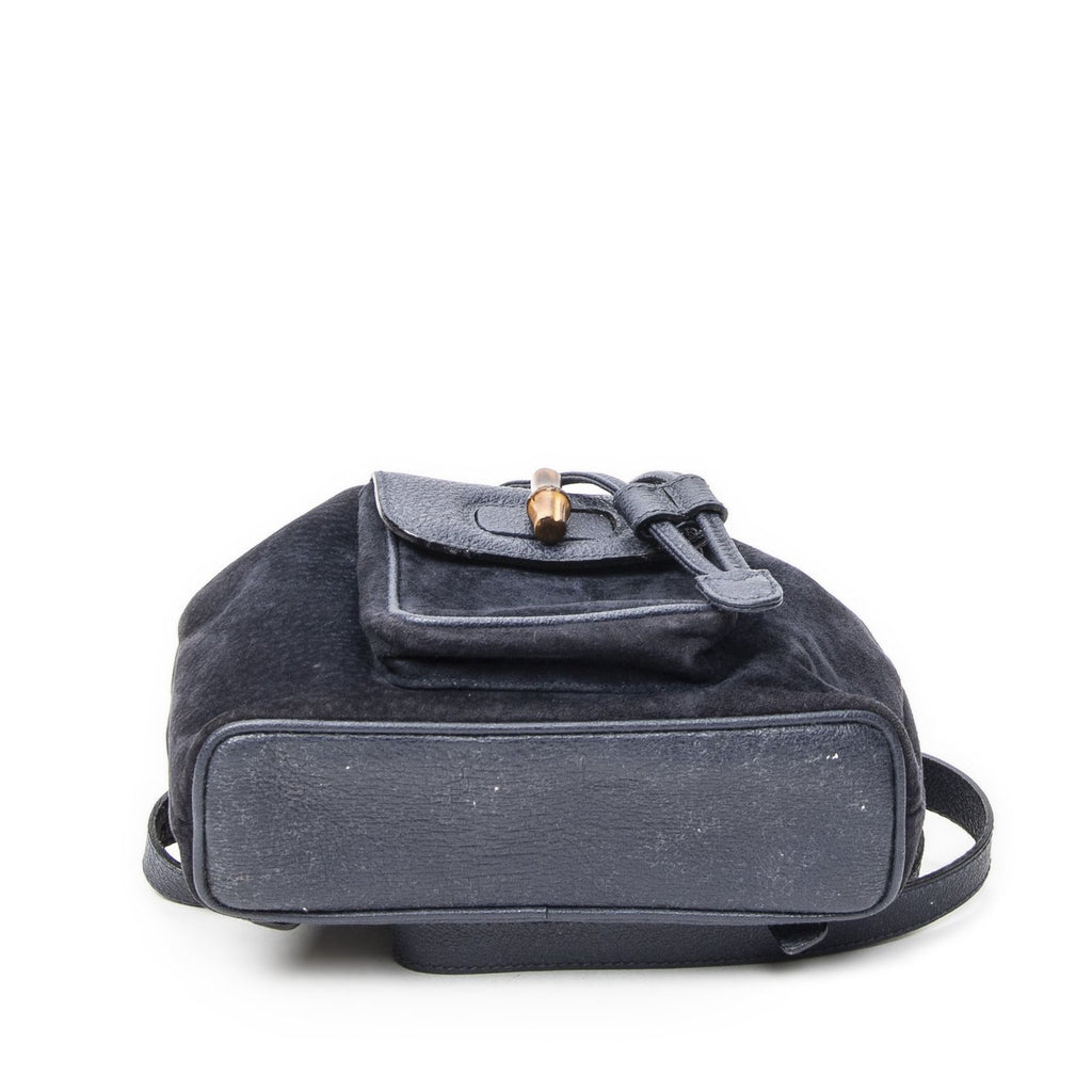 Gucci Mini Bamboo Backpack Navy Suede Leather — view 6