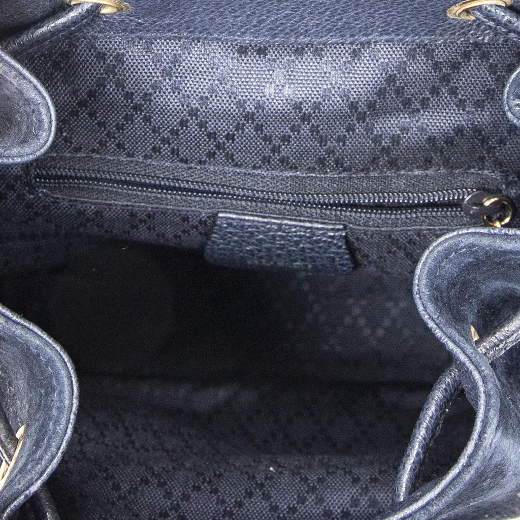 Gucci Mini Bamboo Backpack Navy Suede Leather — view 9