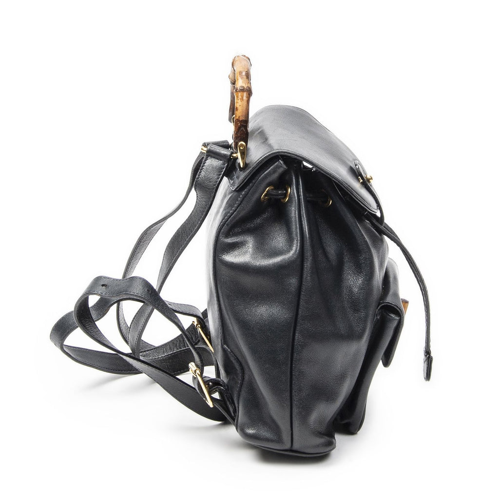 Gucci Mini Bamboo Backpack Navy Calfskin Leather — view 4