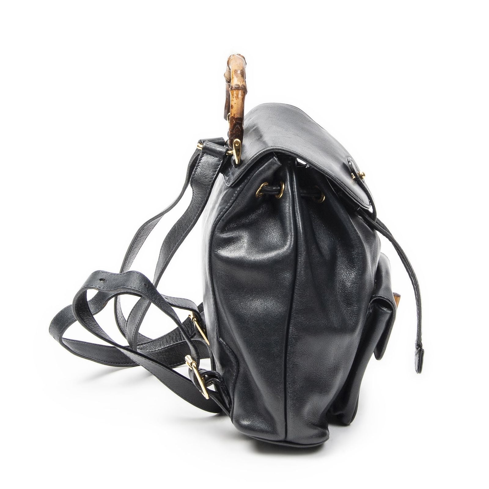 Gucci Mini Bamboo Backpack Navy Calfskin Leather — view 4