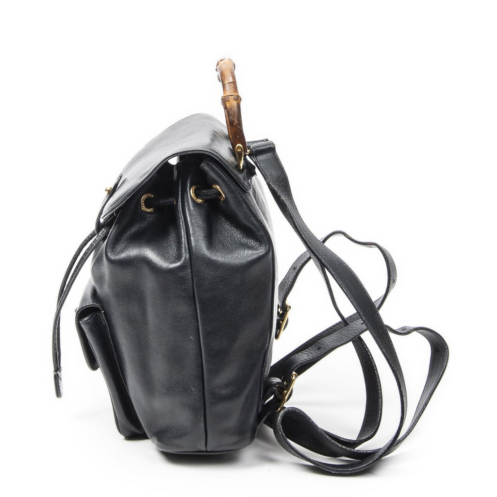 Gucci Mini Bamboo Backpack Navy Calfskin Leather — view 3