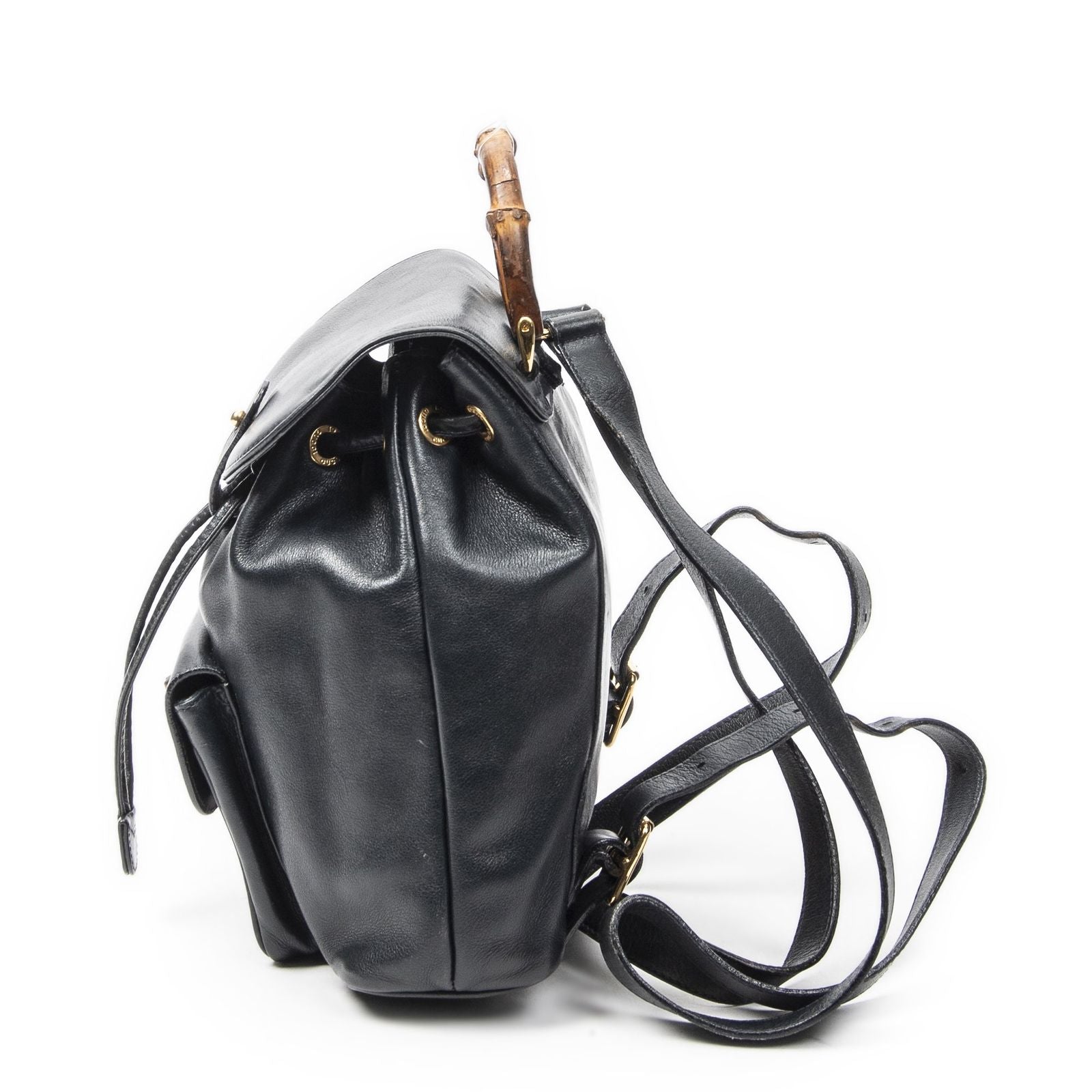 Gucci Mini Bamboo Backpack Navy Calfskin Leather — view 3