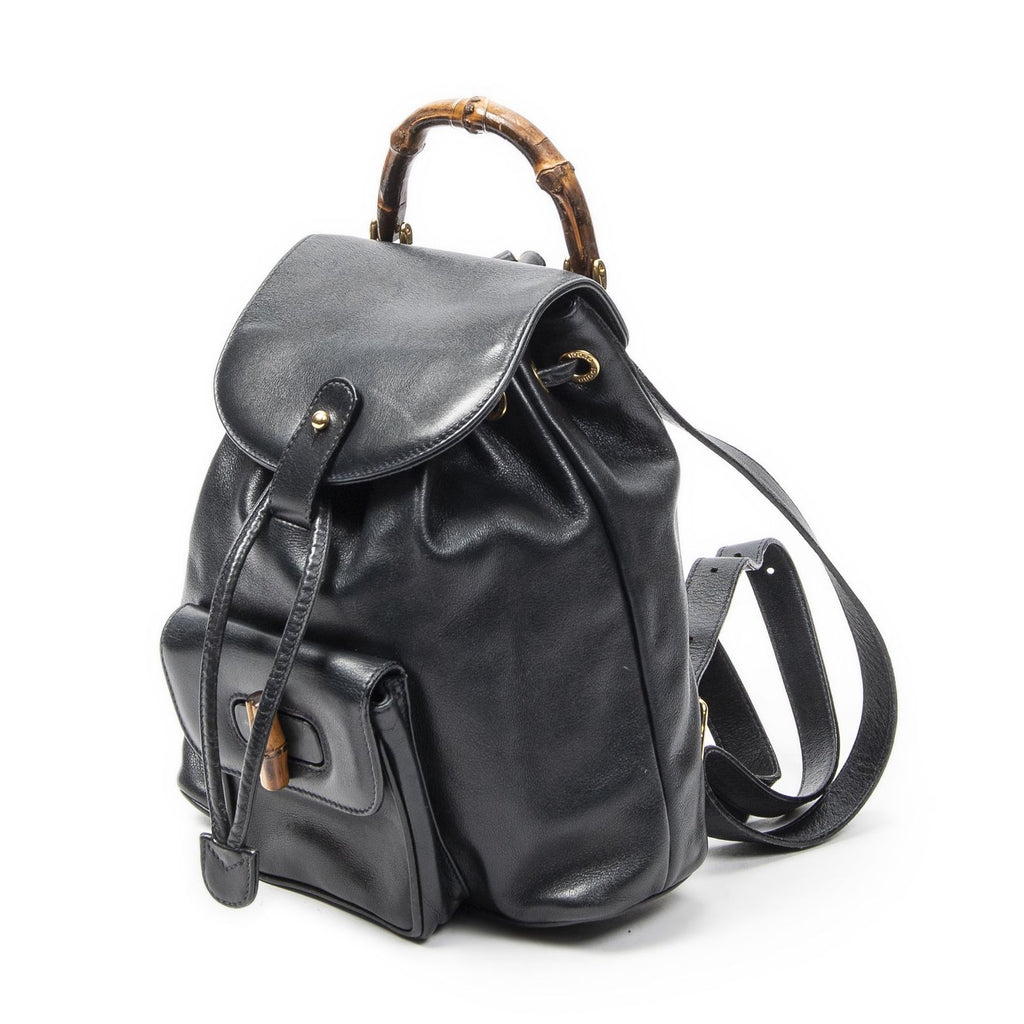 Gucci Mini Bamboo Backpack Navy Calfskin Leather — view 2