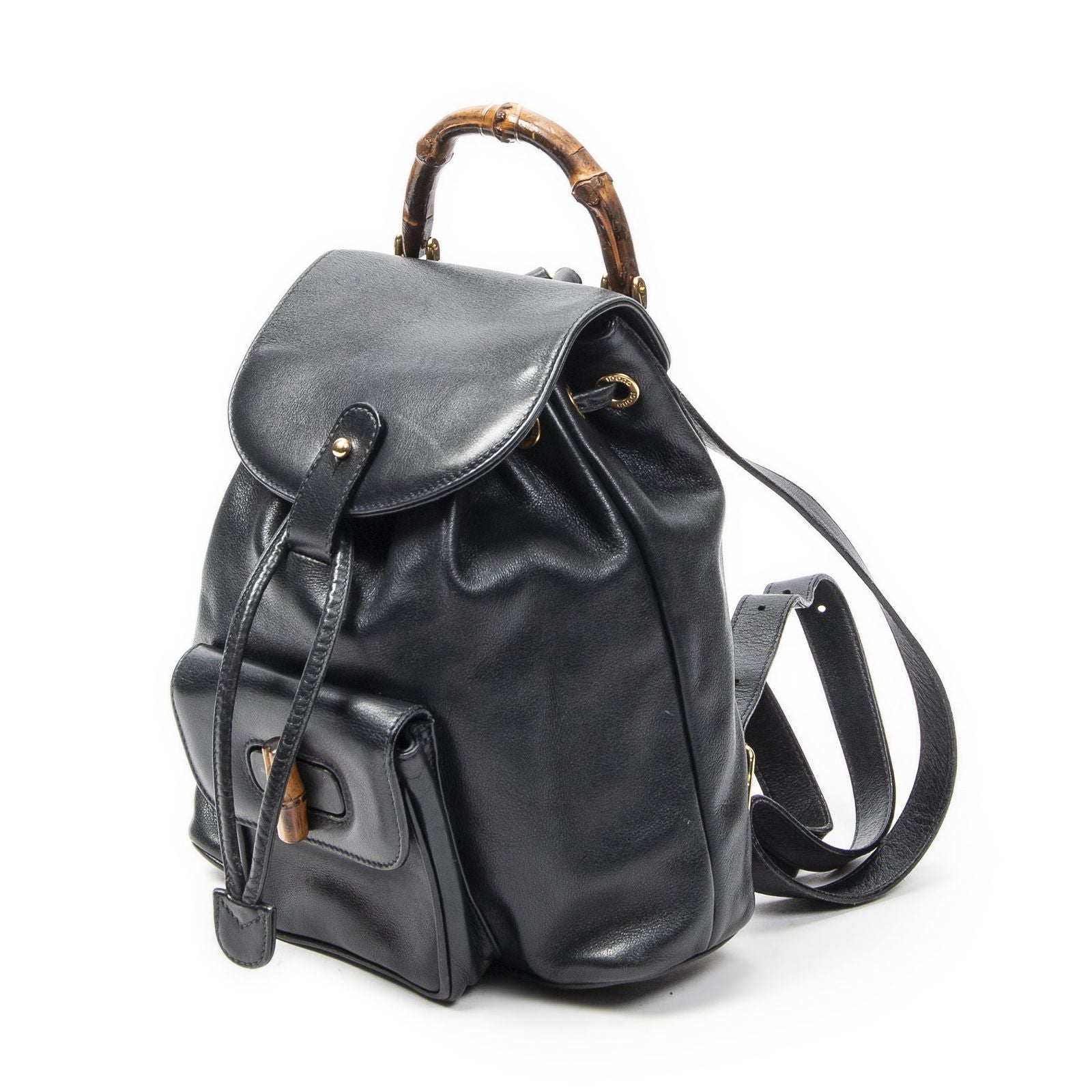 Gucci Mini Bamboo Backpack Navy Calfskin Leather — view 2