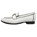 Hermes Moccasins Paris 37 White Leather Silver Shoes