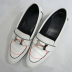Hermes Moccasins Paris 37 White Leather Silver Shoes — view 7