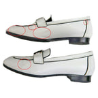 Hermes Moccasins Paris 37 White Leather Silver Shoes — view 4