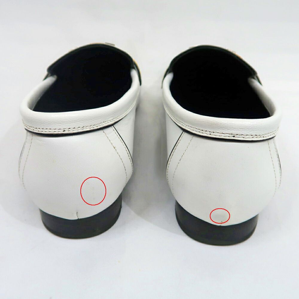 Hermes Moccasins Paris 37 White Leather Silver Shoes — view 6
