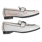 Hermes Moccasins Paris 37 White Leather Silver Shoes — view 5