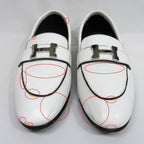 Hermes Moccasins Paris 37 White Leather Silver Shoes — view 3