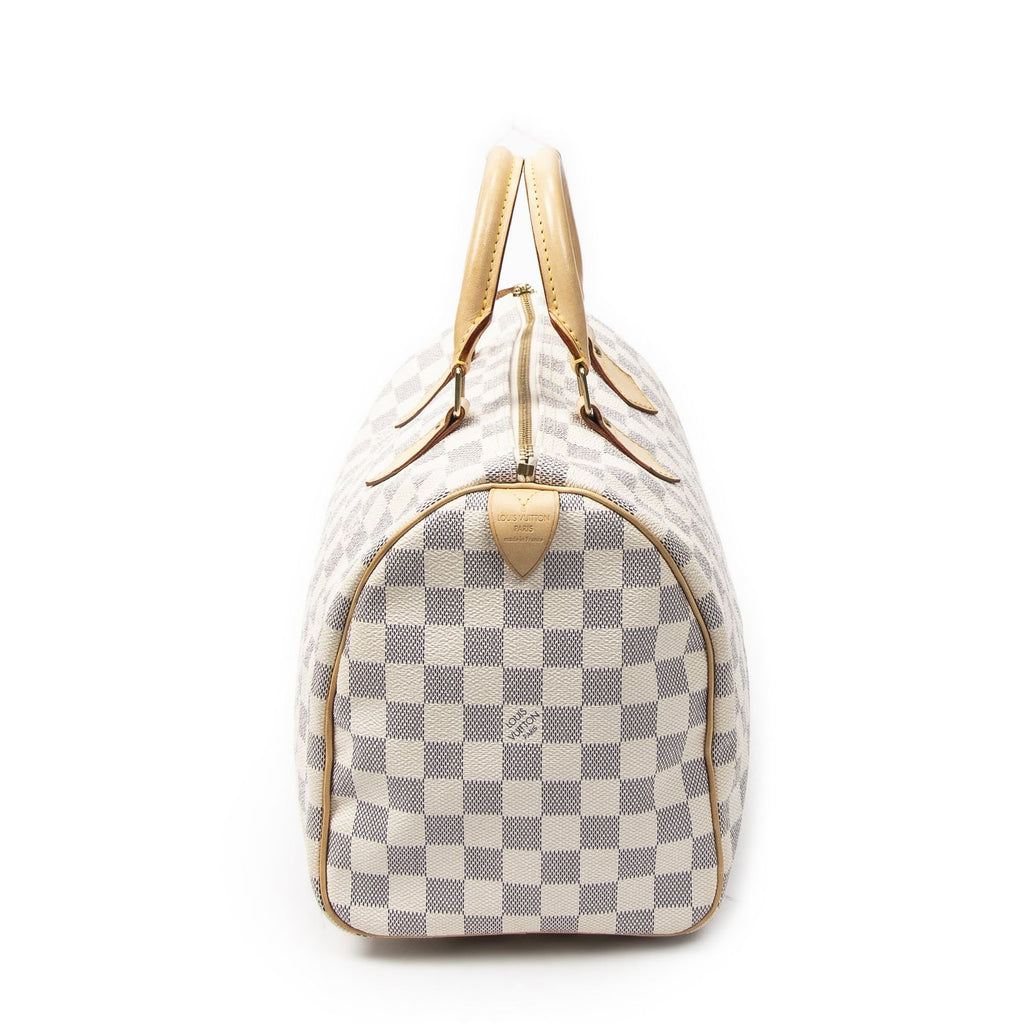 Louis Vuitton Speedy Ivory Damier Azur Handbag — view 4