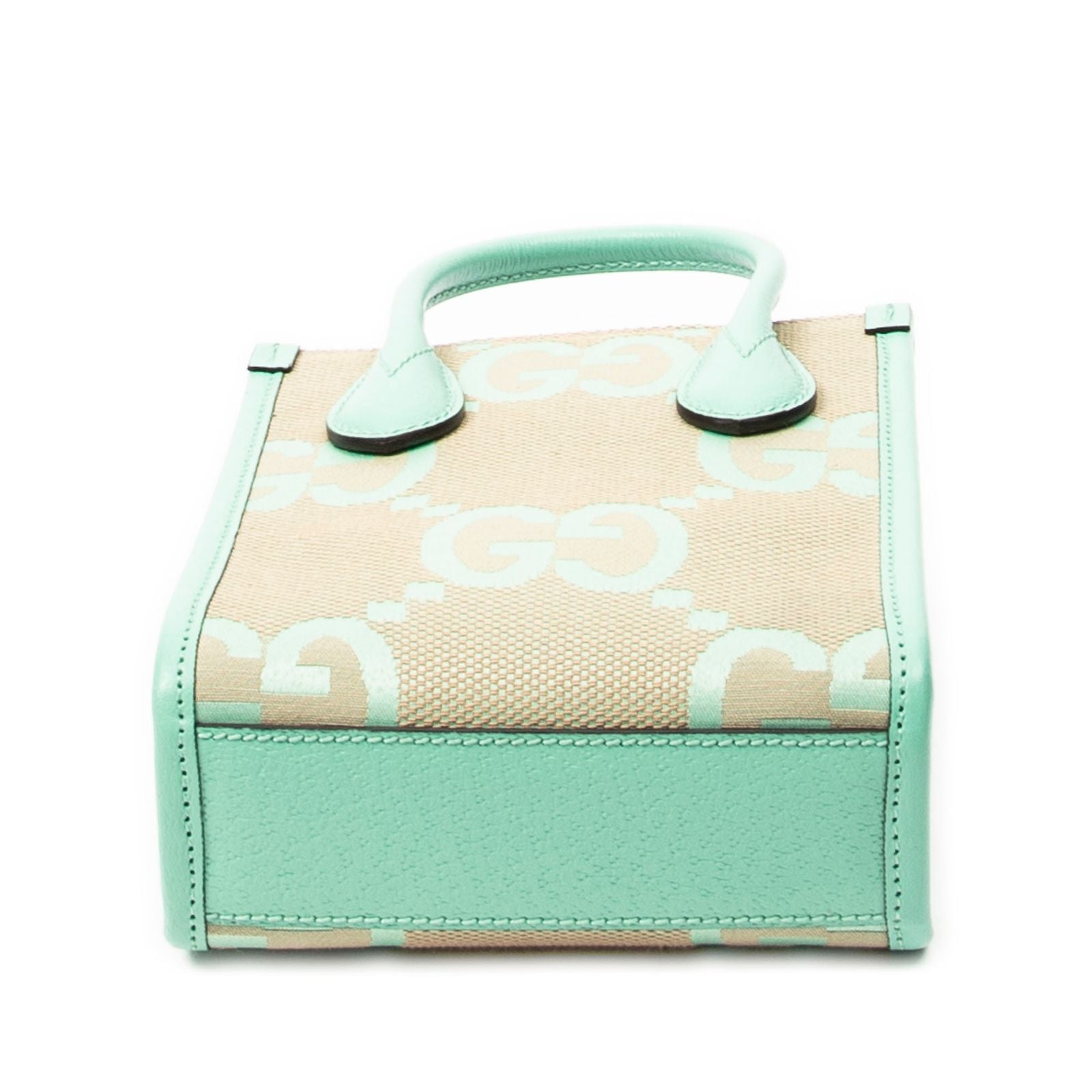 Gucci Mini Zip Crossbody Green Beige Jumbo GG Canvas — view 6