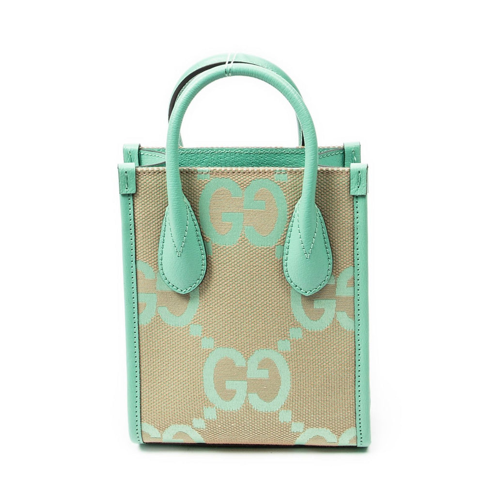 Gucci Mini Zip Crossbody Green Beige Jumbo GG Canvas