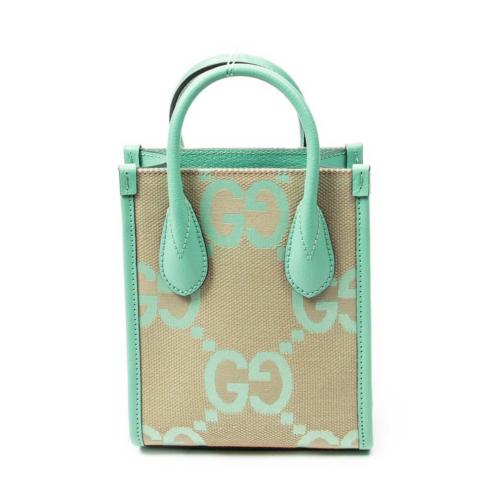 Gucci Mini Zip Crossbody Green Beige Jumbo GG Canvas