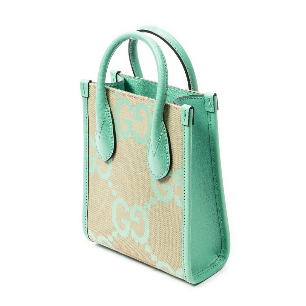 Gucci Mini Zip Crossbody Green Beige Jumbo GG Canvas — view 2