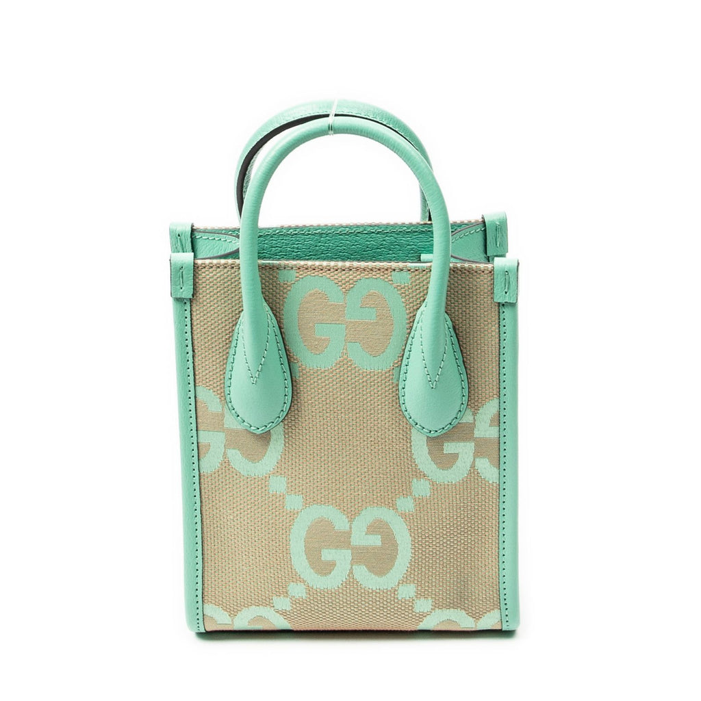 Gucci Mini Zip Crossbody Green Beige Jumbo GG Canvas — view 5
