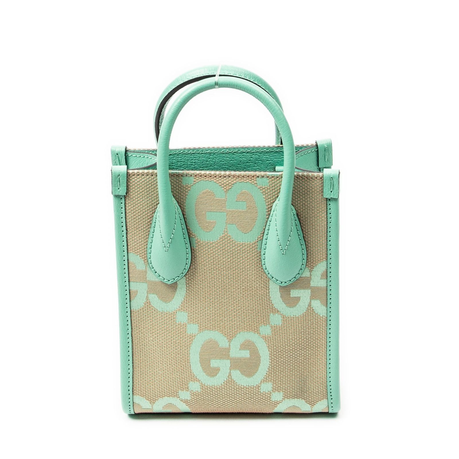Gucci Mini Zip Crossbody Green Beige Jumbo GG Canvas — view 5