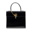 Celine Vintage Flap Top Handle Black Smooth Leather
