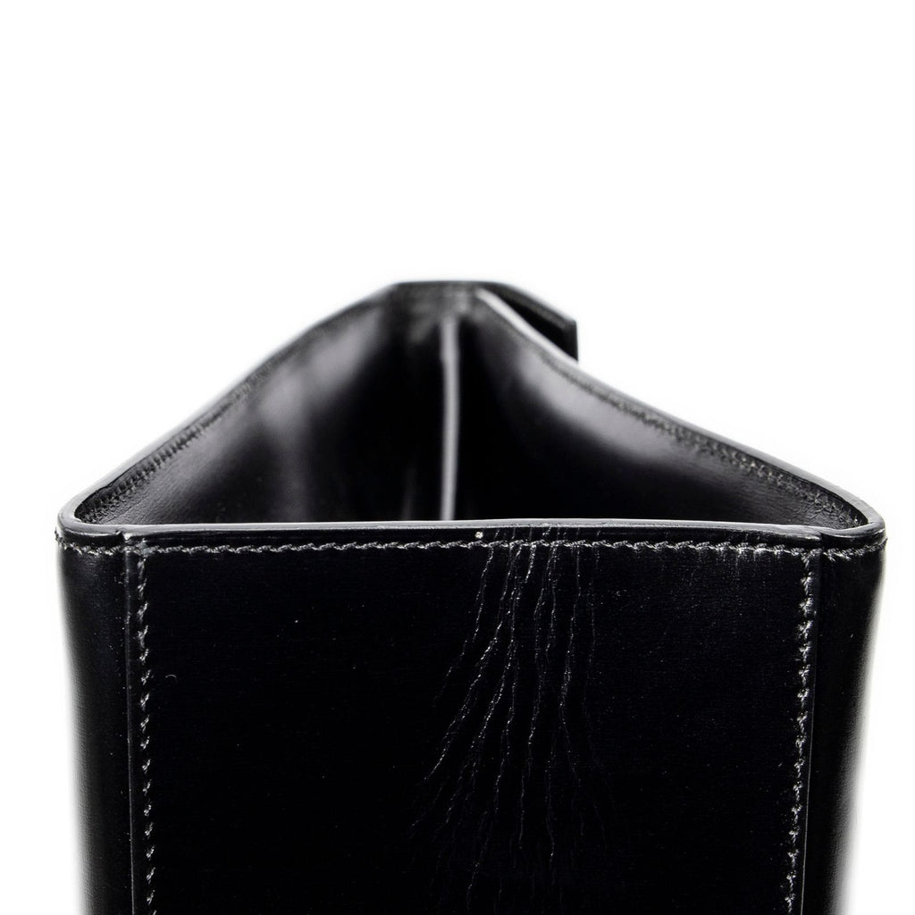 Celine Vintage Flap Top Handle Black Smooth Leather — view 8