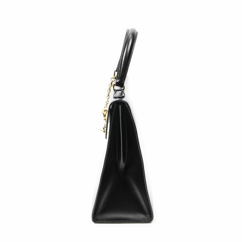 Celine Vintage Flap Top Handle Black Smooth Leather — view 3