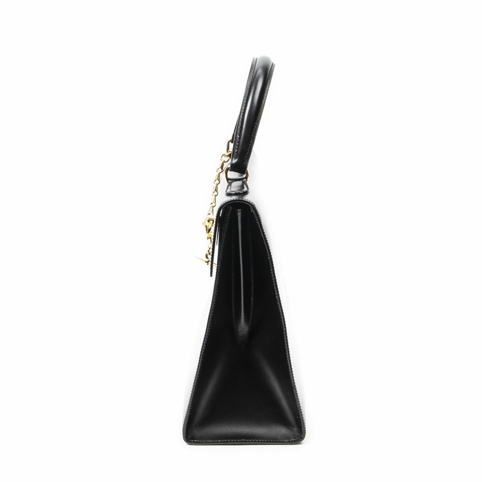 Celine Vintage Flap Top Handle Black Smooth Leather — view 3