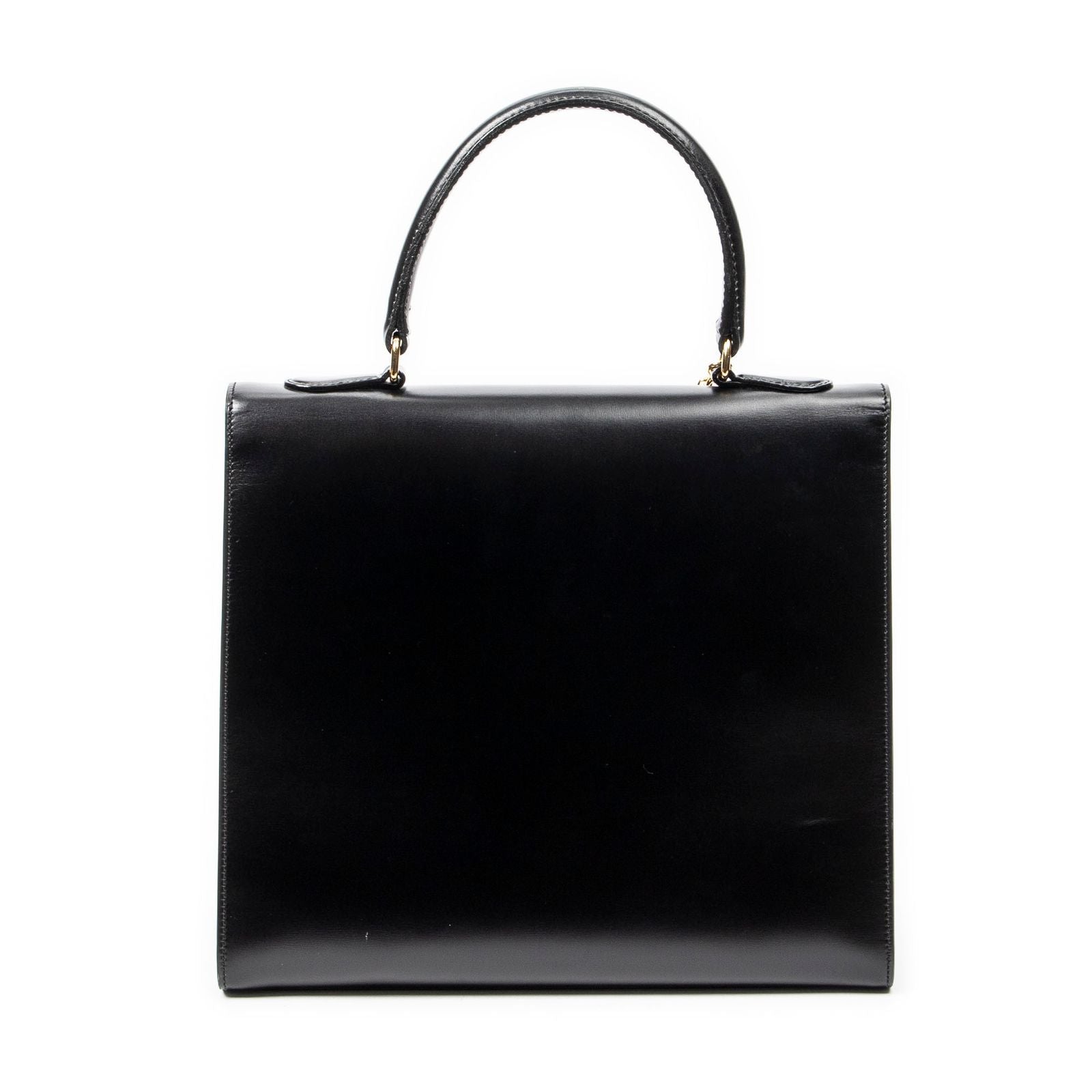 Celine Vintage Flap Top Handle Black Smooth Leather — view 5