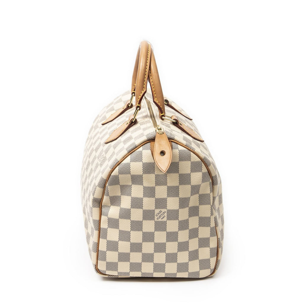 Louis Vuitton Speedy Ivory Damier Azur Handbag — view 3