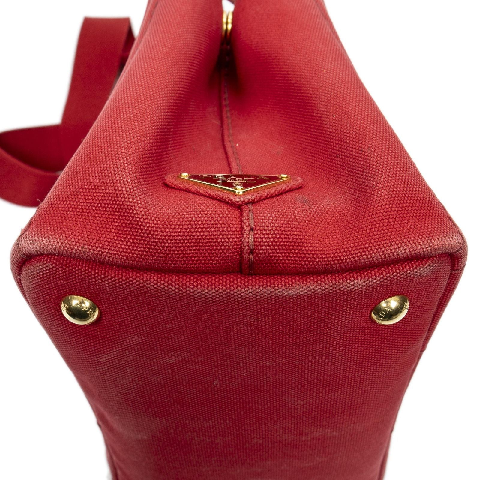 Prada Canapa Small Tote Red Canvas — view 8