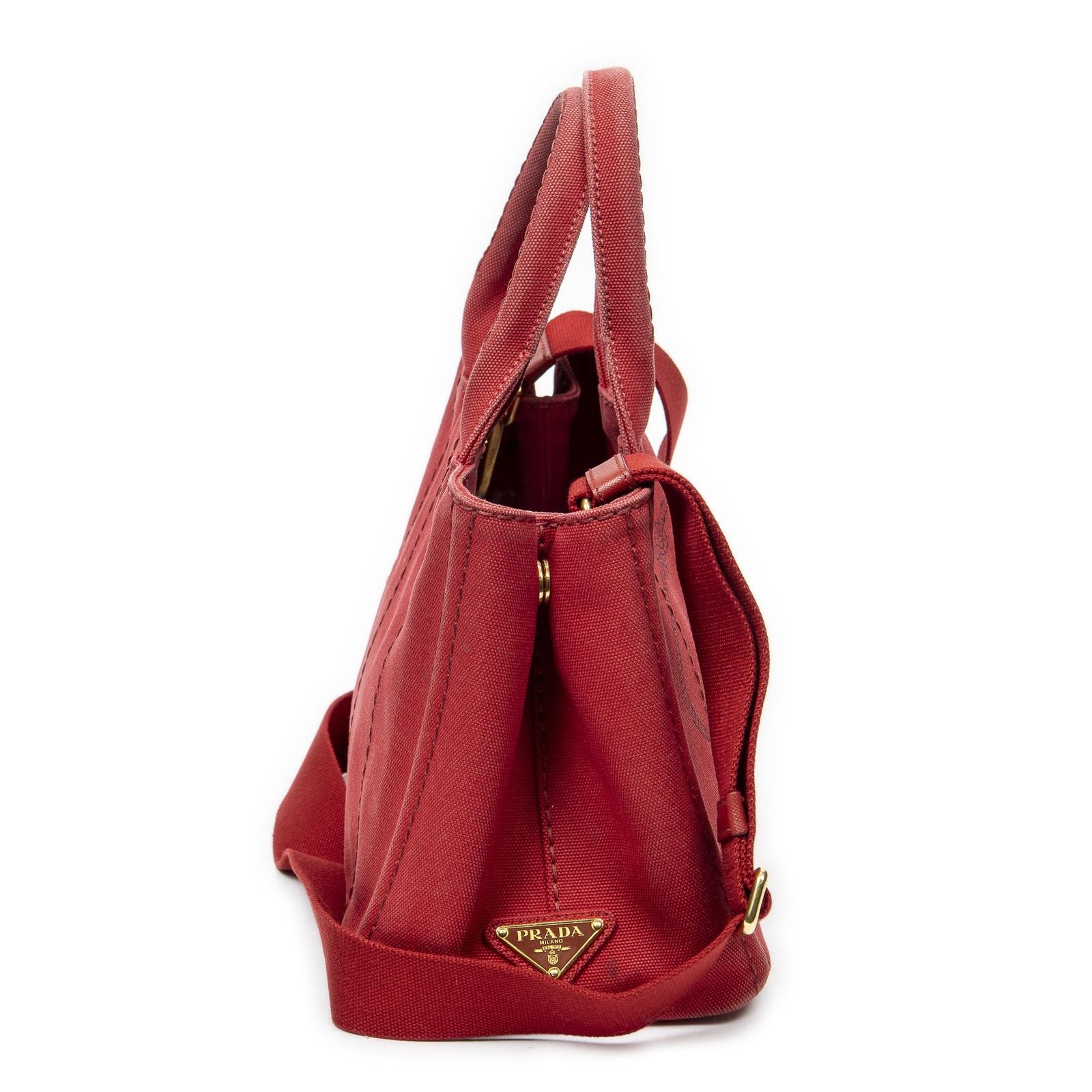 Prada Canapa Small Tote Red Canvas — view 4